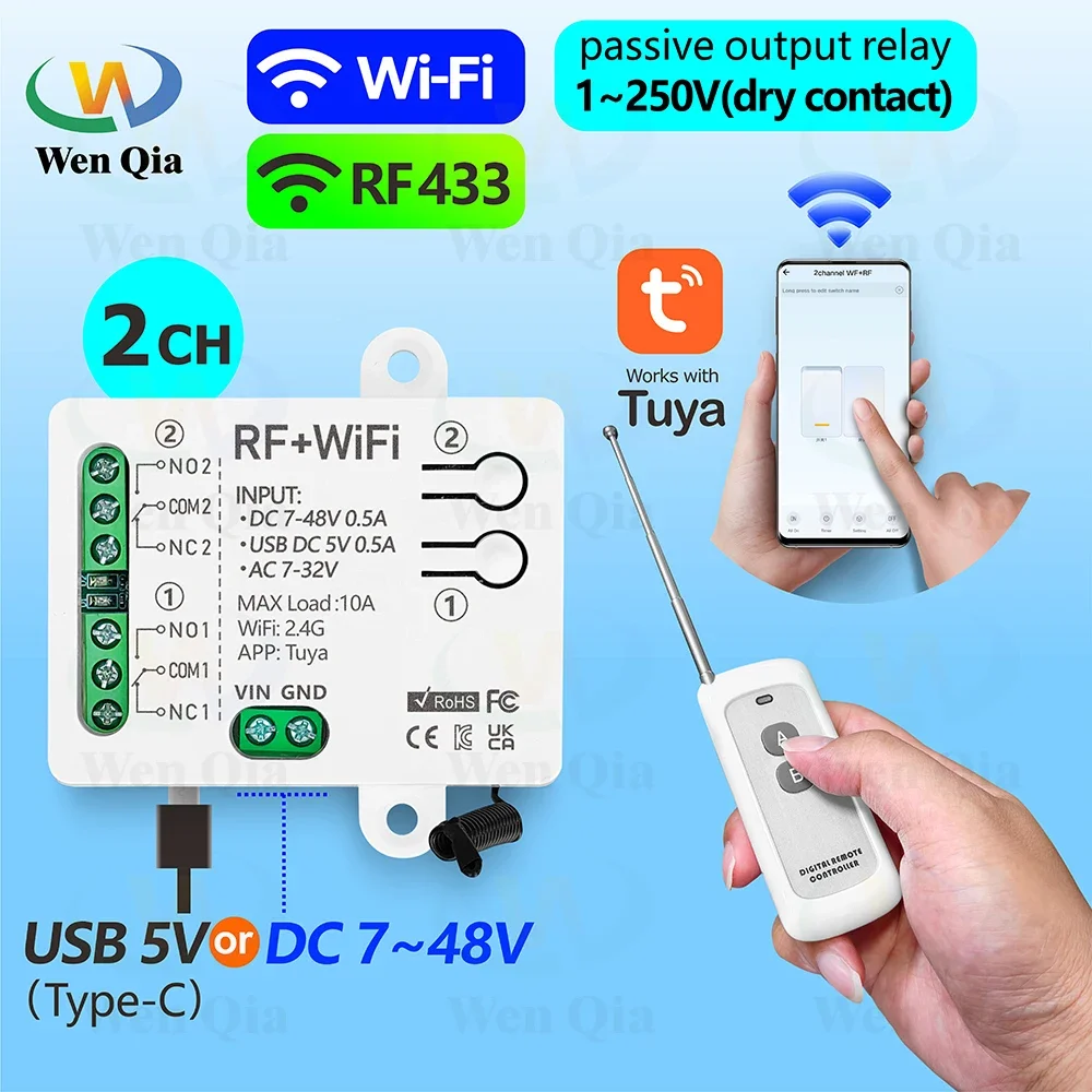 Universal Remote Smart Home - 2CH مفتاح الإضاءة الذكي تويا ،